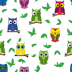 Image showing Owl seamless pattern