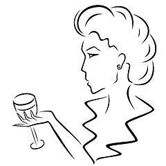 Image showing Beautiful woman with a wineglass in hand