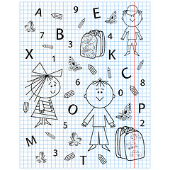 Image showing School kit on notebook sheet