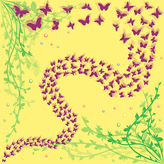 Image showing Lot of butterflies on a floral background