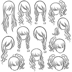Image showing Set of teenage girl hairstyles