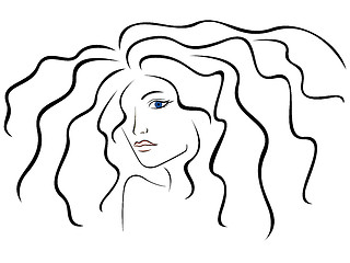 Image showing Sketch outline of woman head
