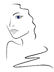 Image showing Sketch contour of woman head