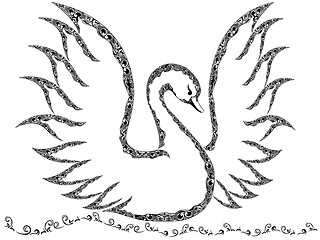 Image showing Ornamental swan with raised wings