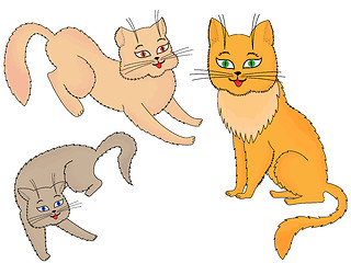 Image showing Three funny cartoon cats