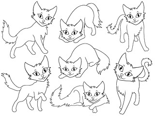 Image showing Seven funny cartoon cats