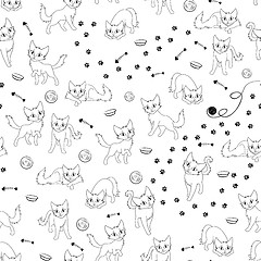 Image showing Cartoon cats seamless pattern