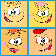 Image showing Four funny cartoon faces