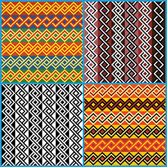 Image showing Four seamless ornaments on African ethnic motifs