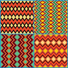 Image showing Four seamless ornamental patterns on ethnic motifs