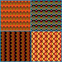 Image showing Four seamless patterns on ethnic motifs