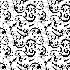 Image showing Seamless floral black pattern