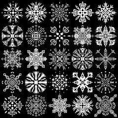 Image showing Set of ornamental snowflakes