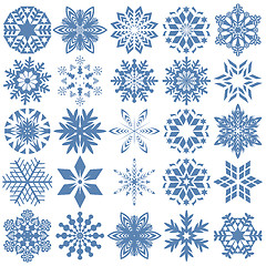 Image showing Set of blue snowflakes