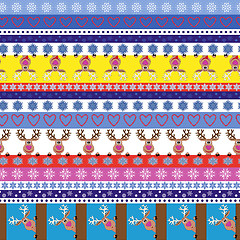 Image showing Christmas striped seamless pattern with reindeer