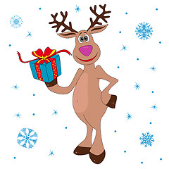 Image showing Christmas Reindeer holding a gift