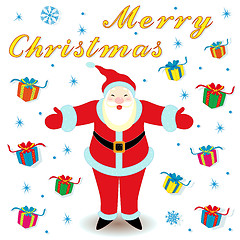 Image showing Merry Christmas with Santa Claus and gifts