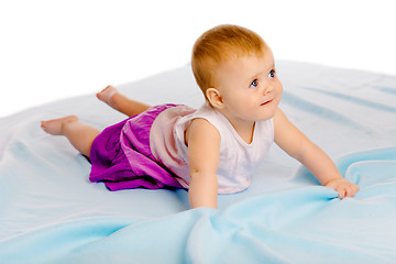 Image showing baby girl in a dress. Studio
