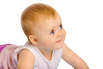 Image showing Portrait of baby girl. Studio. Isolated