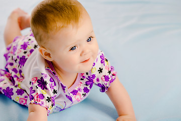 Image showing baby girl in a dress. Studio