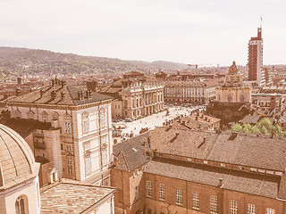 Image showing Retro looking Piazza Castello Turin