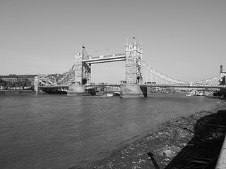 Image showing Black and white Tower Bridge in London