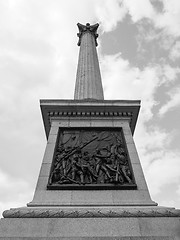 Image showing Black and white Nelson Column in London