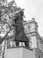 Image showing Black and white Churchill statue in London