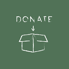 Image showing Donation box icon drawn in chalk.