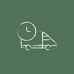 Image showing Delivery truck icon drawn in chalk.