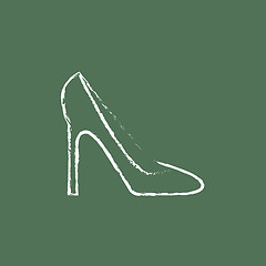 Image showing Women\'s shoe icon drawn in chalk.