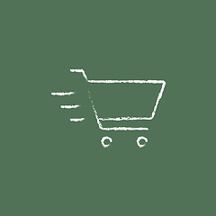 Image showing Shopping cart icon drawn in chalk.