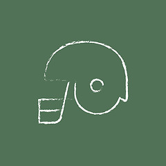 Image showing Hockey helmet icon drawn in chalk.