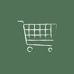 Image showing Shopping cart icon drawn in chalk.