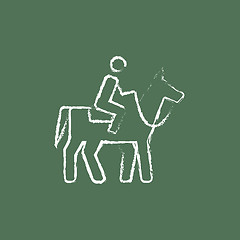 Image showing Horse riding icon drawn in chalk.