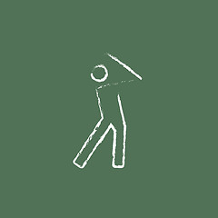 Image showing Golfer icon drawn in chalk.