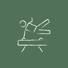 Image showing Gymnast on pommel horse icon drawn in chalk.