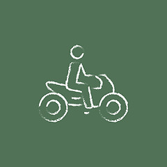 Image showing Rider on a motorcycle icon drawn in chalk.