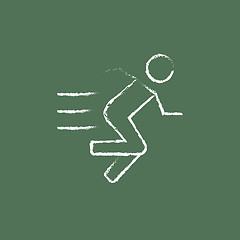 Image showing Running man icon drawn in chalk.