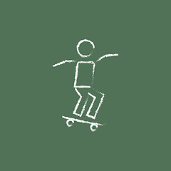 Image showing Man on skateboard icon drawn in chalk.