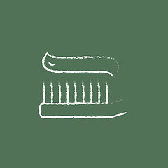 Image showing Toothbrush with toothpaste icon drawn in chalk.