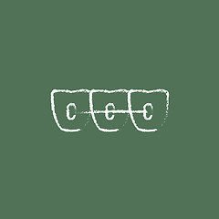 Image showing Orthodontic braces icon drawn in chalk.