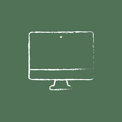 Image showing Computer monitor icon drawn in chalk.