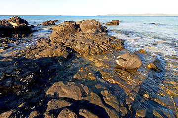 Image showing     madagascar   seaweed in   sand isle  sky and rock 