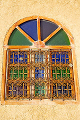 Image showing  window in morocco africa and old construction wal brick histori