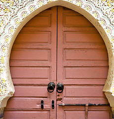 Image showing historical in  antique building door morocco style africa   wood