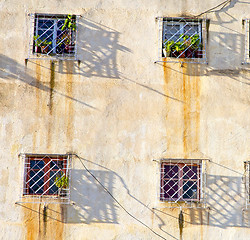 Image showing  window in morocco africa and old construction wal brick histori