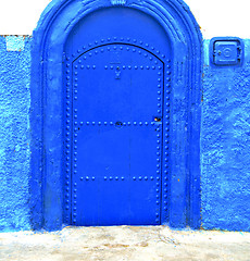 Image showing historical blue  in  antique building door morocco      style af