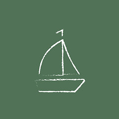 Image showing Sailboat icon drawn in chalk.