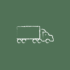 Image showing Delivery truck icon drawn in chalk.